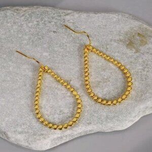 14k Gold Plated Water Drop Hoop Earrings